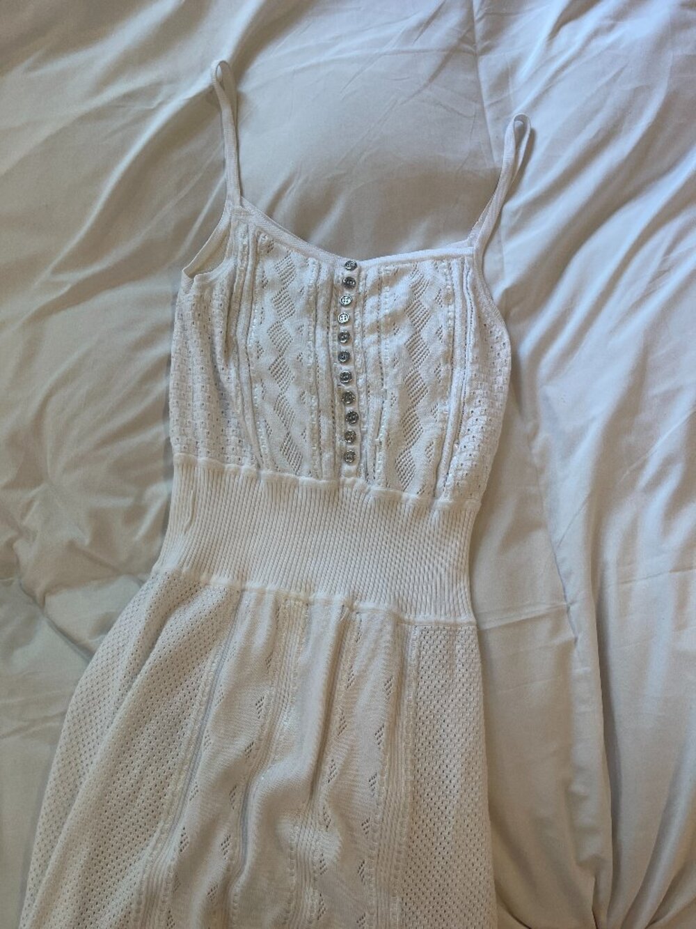 Vintage Catherine Malandrino White Pointelle Dress Women’s SZ 8